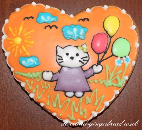 Gingerbread heart with Hello Kitty