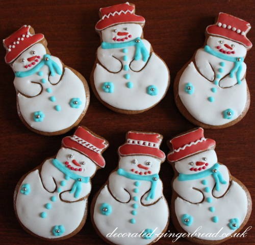 Handmade Christmas gingerbread snowmen