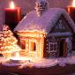 Christmas gingerbread house with candle