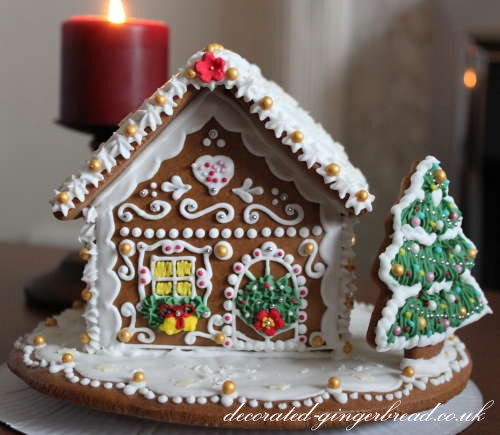 Gingerbread house with tree