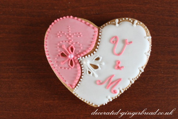 Pink and white heart wedding favour