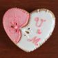 Pink and white heart wedding favour