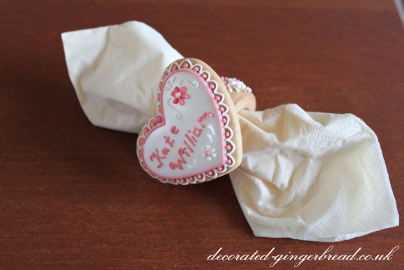 Pink wedding favour heart cookie