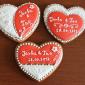 Red and white heart wedding favour cookie