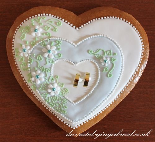 Personalised gingerbread wedding biscuit heart